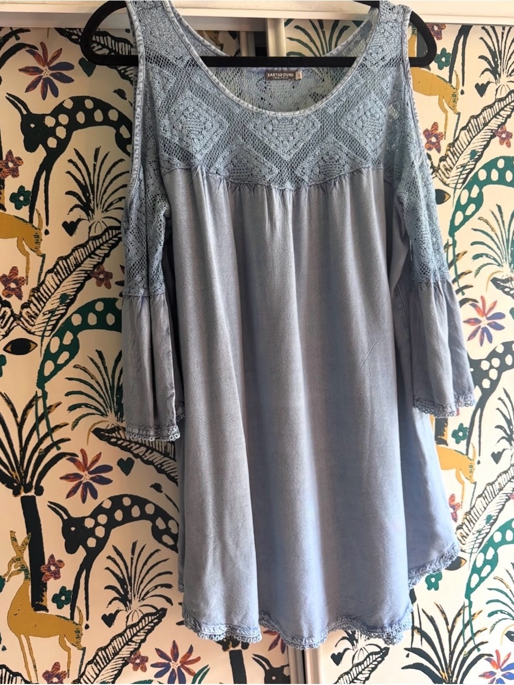 Light Blue Lace Cold-Shoulder Tunic
